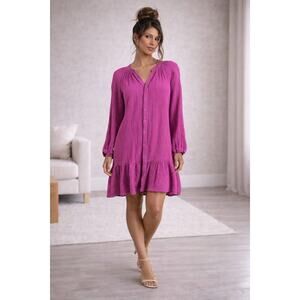 Xirena Rainey Mini Dress Small Bramble Berry Cotton Gauze Button Front Romantic